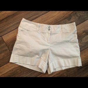 White and grey pinstripe shorts